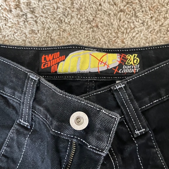 JNCO Twin Cannon Black Denim Shorts Size 32 - Picture 3 of 3